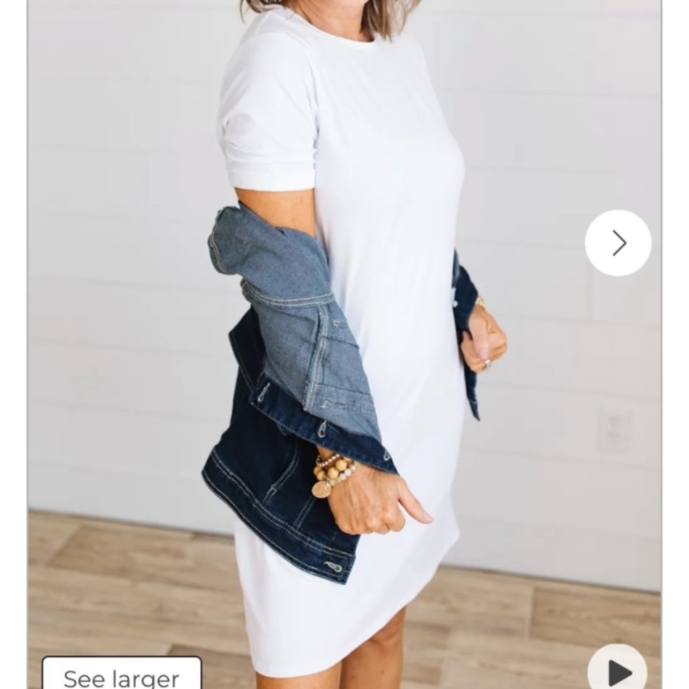 White Cuffed Sleeve T-Shirt Dress